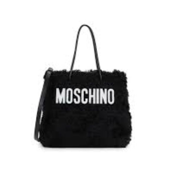 MOSCHINO BLACK MOHAIR SIGNATURE TOTE HUGE - Picture 1 of 6